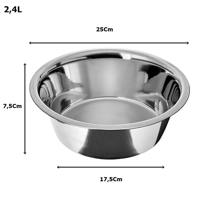 Kit 2 Tigelas Para Cães Porte Grande Pet Comedouro Inox 2,4l - Cactos Express